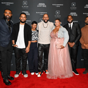 (L-R) Producer Delmar Washington (Ximen Media), comedian Ron G., president and head of ColorCreative Management and Productions Talitha Watkins, comedian and producer Affion Crockett, comedian Kanisha Buss, and comedian Brandon Lewis(Photo Credit: Earl Gibson III for Black Experience on Xfinity)